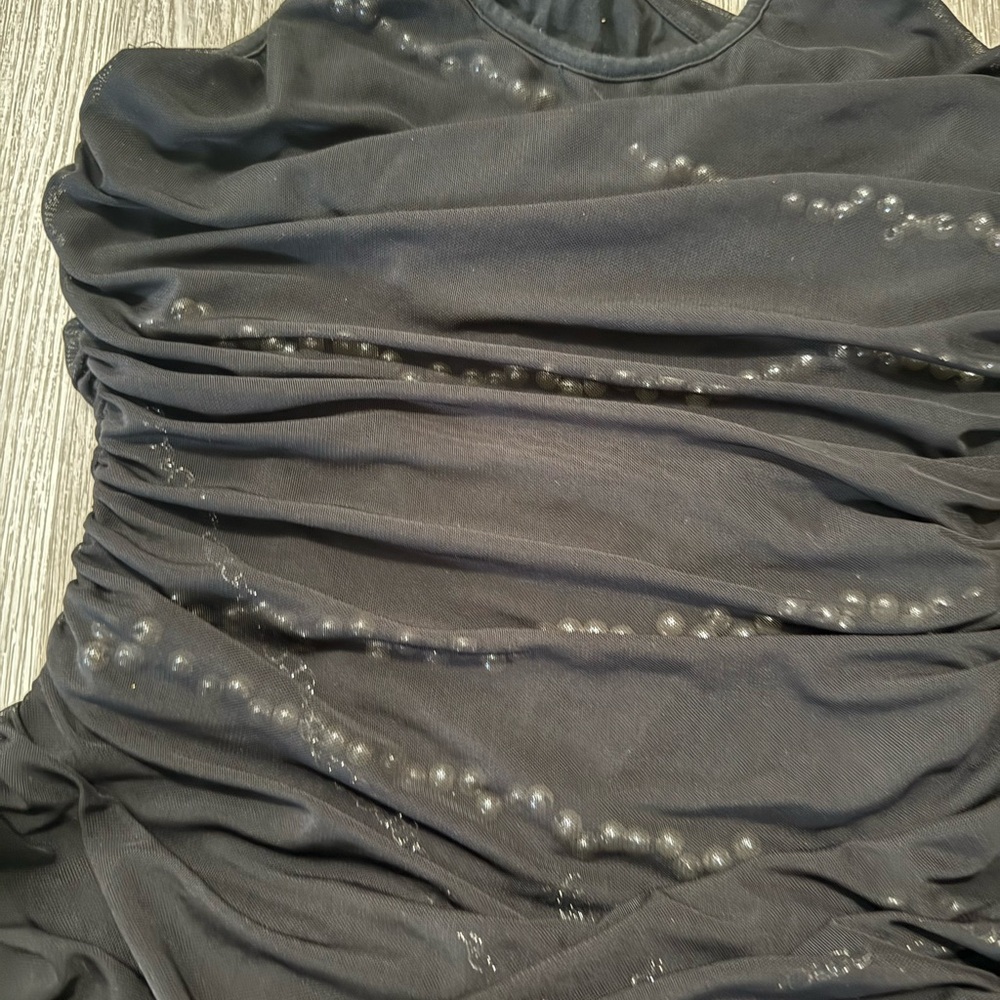 Twelve by Twelve Black Pearl Ruched Mini Dress Tulle Skirt Racerback Party S - Picture 5 of 6